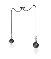 Lampa Loft Bala 2 Kolorowe Kable - czarna strukturalna, kabel w oplocie węgiel kamienny