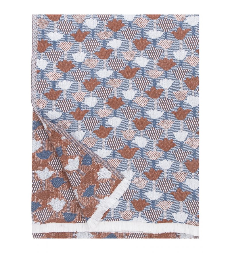 Pled wełniano-lniany TULPPAANI Lapuan Kankurit -  130 x  180 cm, cinnamon-blue