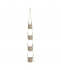 Doniczki Vertical Flowerpots TRIMM- zestaw 4 beżowych sakw z podstawkami, na zewnątrz