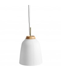 Lampa wisząca Campa Bolia - Ø35 cm, biała z mosiężnym detalem