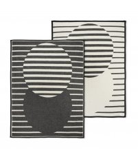 Pled Black Sun TRIMM- czarno-biały, 190 x 140 cm