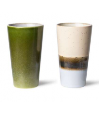 ZESTAW 2 CERAMICZNYCH KUBKÓW LATTE 70'S 300 ml HK Living