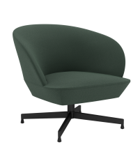 Fotel tapicerowany OSLO LOUNGE CHAIR SWIVEL BASE MUUTO - tkanina Twill Weave 990, obrotowa podstawa w kolorze czarnym