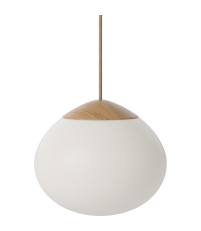 Lampa wisząca Acorn Bolia - Ø21 cm, białe szkło/ olejowany dąb