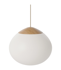 Lampa wisząca Acorn Bolia - Ø41 cm, białe szkło/ olejowany dąb