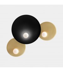 Kinkiet Trip LEDS C4 - potrójny, Ø30/Ø46/Ø30 cm, czarno-złoty